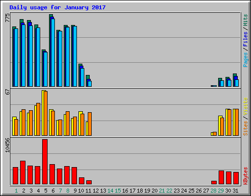 Daily usage for January 2017