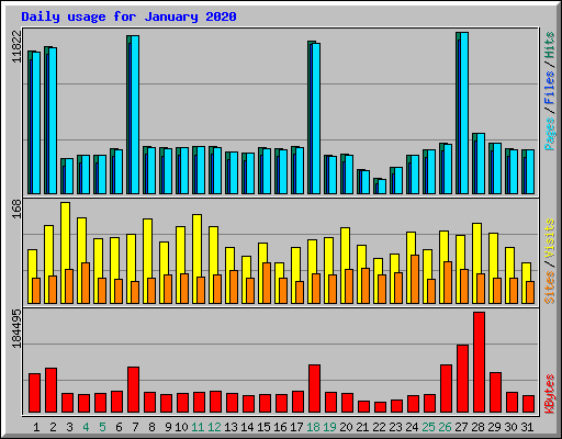 Daily usage for January 2020