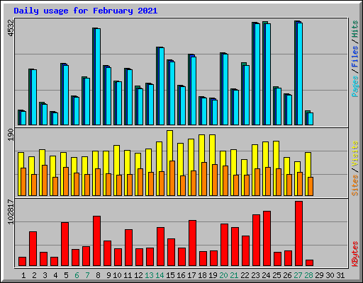 Daily usage for February 2021