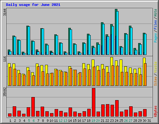 Daily usage for June 2021