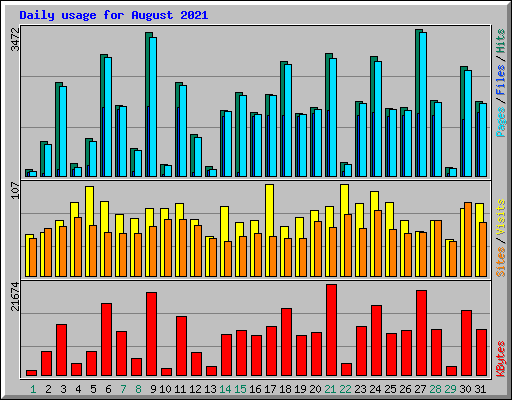Daily usage for August 2021