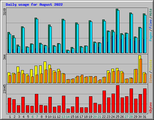 Daily usage for August 2022