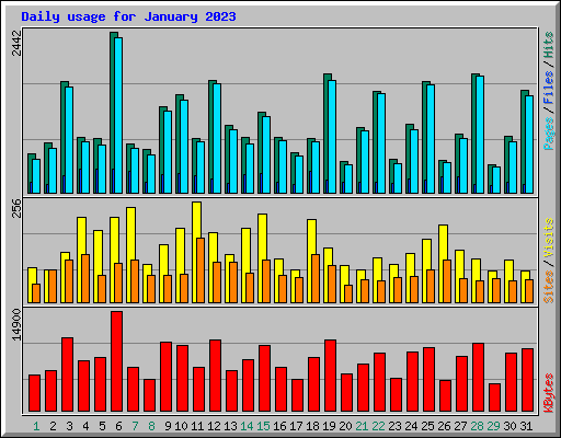 Daily usage for January 2023