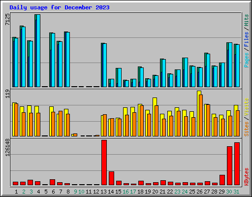 Daily usage for December 2023