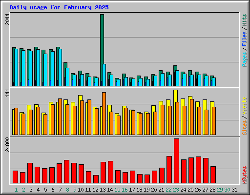 Daily usage for February 2025