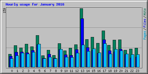 Hourly usage for January 2016