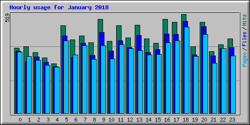 Hourly usage for January 2018