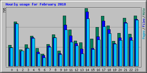 Hourly usage for February 2018