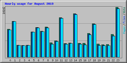 Hourly usage for August 2019
