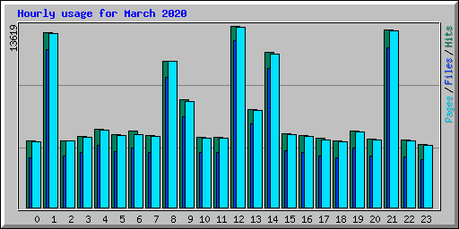 Hourly usage for March 2020