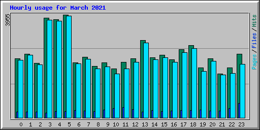 Hourly usage for March 2021